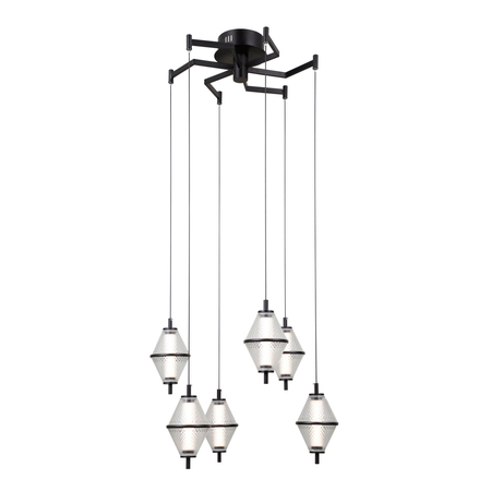 Lampa wisząca Italux Fuente PND-34395-6-BK Czarny mat, chrom