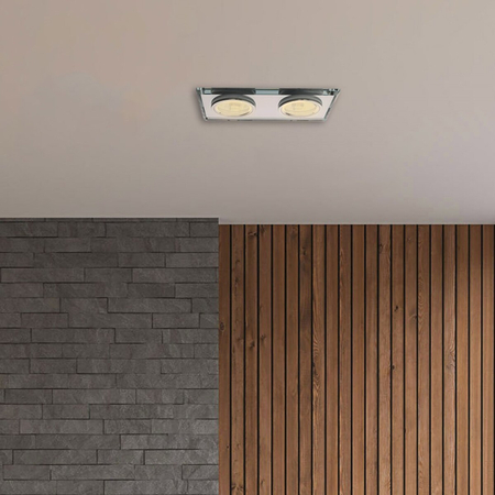 Eko-Light Oczko sufitowe szklane KWADRATOWE 2xGU10 Kolor: SREBNY EKOS919 SREBRNY