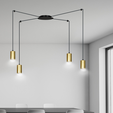 Lampa wisząca TRAKER 4 BL/GOLD Emibig 526/4 czarny/złoty