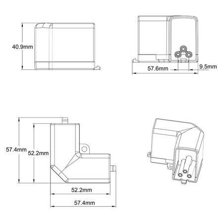 Light Prestige Łącznik L 90 mechaniczny do oświetlenia modułowego Geometric System New LP-0209 łącznik L90 empty
