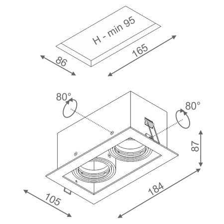 Lampa wpuszczana AQForm Squares 50 x 2 Recessed Biały Struktura