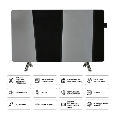 Panel grzewczy na podczerwień Greenie Heat z pilotem i WIFI/Tuya 55x100cm 600W - 11 - 15m2