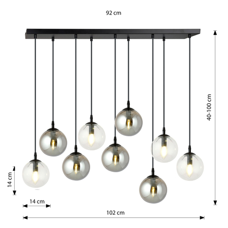 Lampa wisząca COSMO 9 BL MIX2 Emibig 714/9M2 czarny