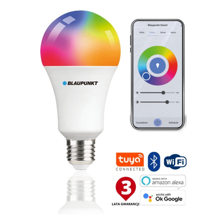 Blaupunkt Żarówka LED E27 9W Smart WIFI 3000K-6500K Multicolor