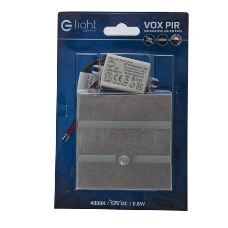 Eko-Light Oprawa schodowa VOX Barwa Neutralna 4000K 12V z czujnikiem ruchu EKS1510 BIAŁY / SREBRNY