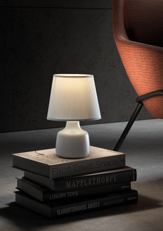 Lampa stołowa CLOE biały E14 abażur biały, ceramiczna